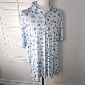 Johnnie-O Featherweight Polo XXL Tiki Bar Print UPF 50 Hammock Bay Golf